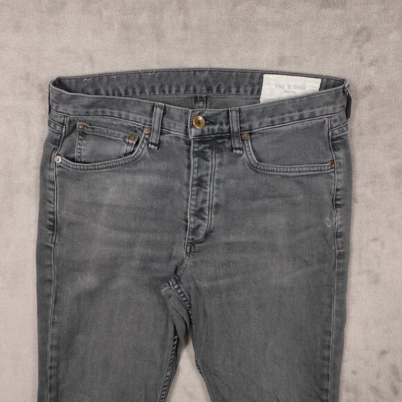 Rag and Bone jeans Slim men's 31 gray denim distressed button fly - Picture 2 of 12